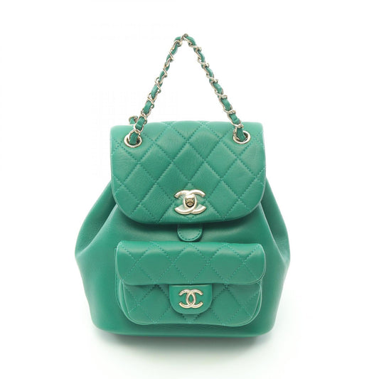 Chanel Lambskin Matelasse Backpack Green