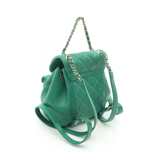 Chanel Lambskin Matelasse Backpack Green