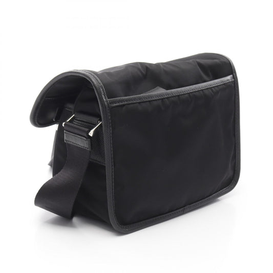 Prada Nylon Saffiano Leather Shoulder Bag Black