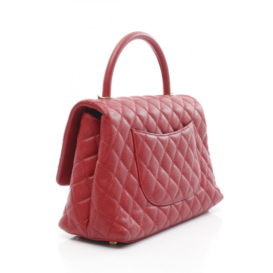 Chanel Coco Handle Flap Bag Leather Red