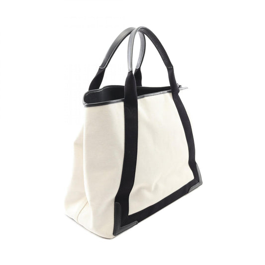 Balenciaga Navy Cabas M Canvas Leather Tote