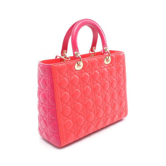 Dior Lady Dior Large Leather Handbag Red/Pink
