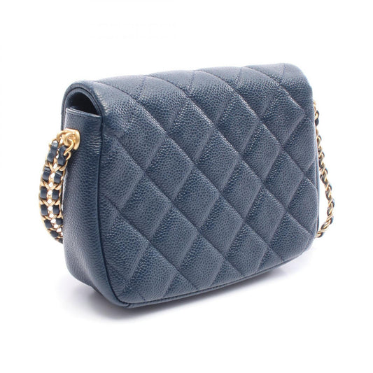 Chanel Caviar Skin Matelasse Shoulder Bag Navy