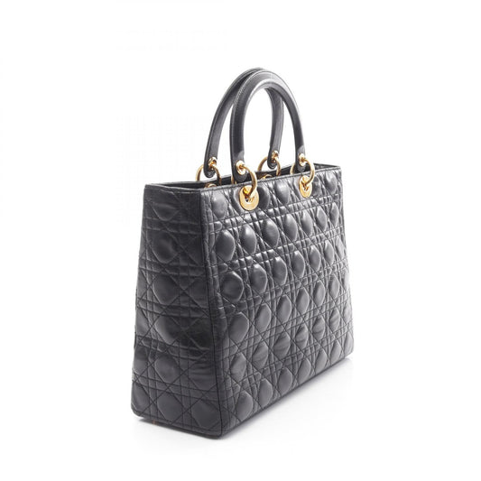 Dior Lady Dior Large Leather Handbag Black