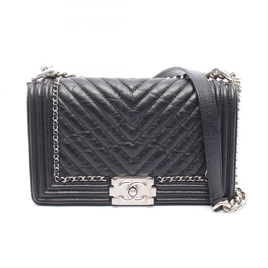 Chanel Boy Shoulder Bag Black Leather