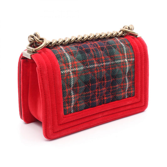 Chanel Boy Small Shoulder Bag Fabric Canvas