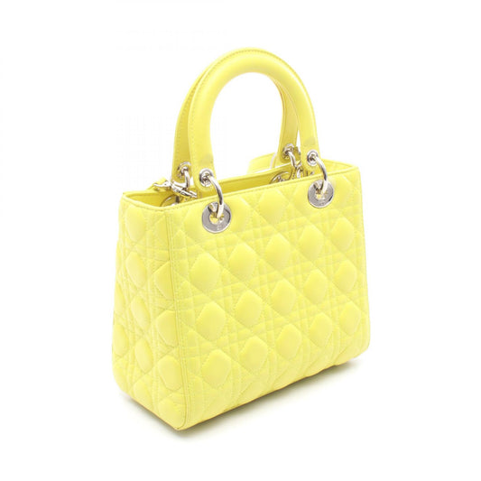 Dior Lady Dior Leather Handbag Yellow