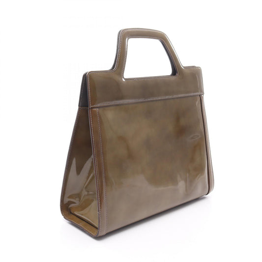 Salvatore Ferragamo Patent Handbag Khaki