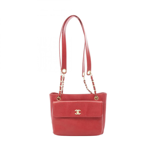 Chanel Cocomark Tote Bag Red Leather