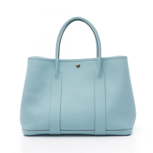 Hermes Garden Party PM Tote Bag Blue Leather