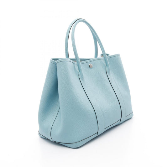 Hermes Garden Party PM Tote Bag Blue Leather
