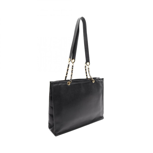 Chanel Coco Mark Tote Bag Black Leather