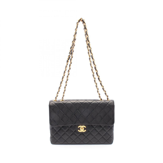 Chanel Lambskin Single Flap Shoulder Bag Black