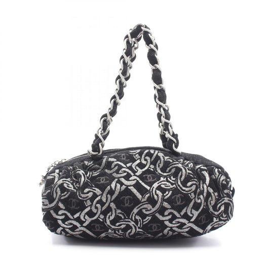 Chanel Coco Mark Fabric Handbag Black