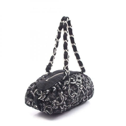 Chanel Coco Mark Fabric Handbag Black