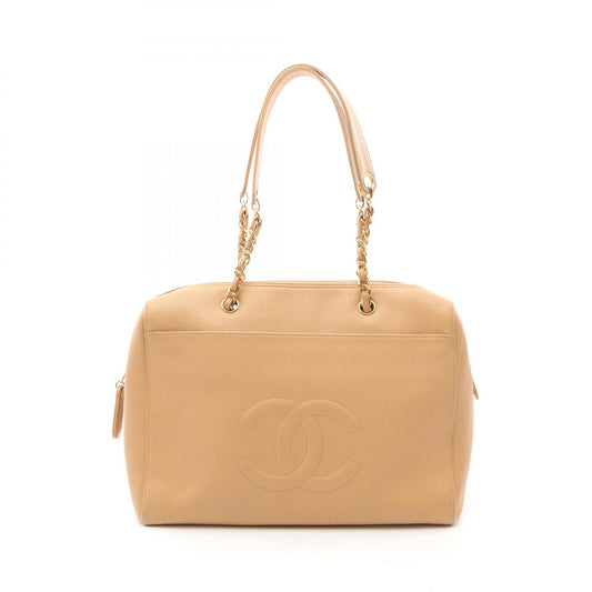 Chanel Coco Mark Tote Bag Beige Leather