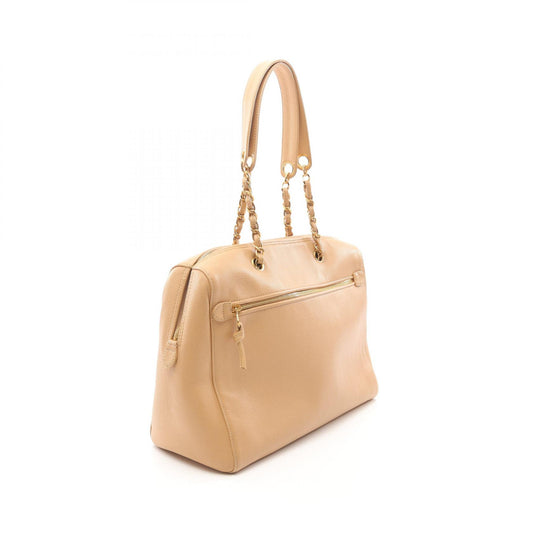 Chanel Coco Mark Tote Bag Beige Leather