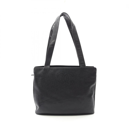 Chanel Coco Mark Tote Bag Black Leather