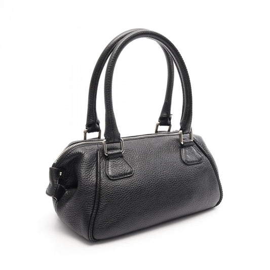 Chanel Logo Calf Leather Handbag Black