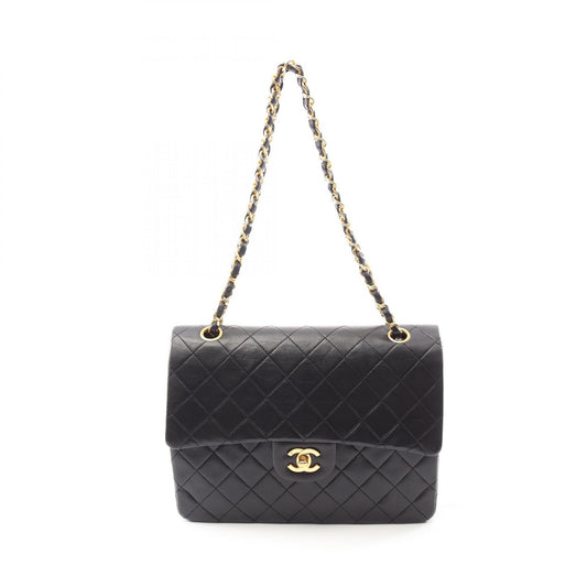 Chanel Lambskin Double Flap Shoulder Bag Black
