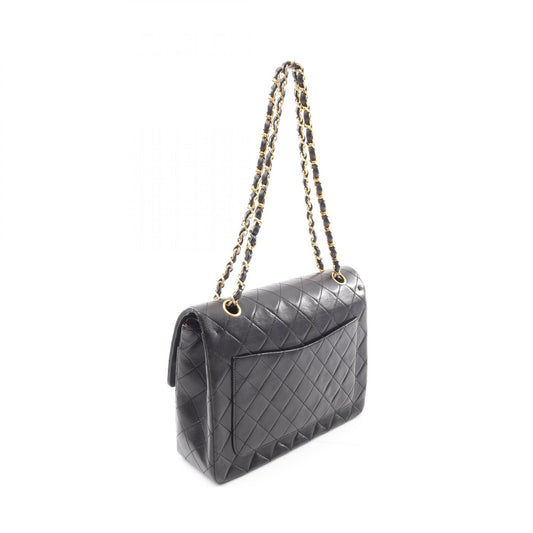 Chanel Lambskin Double Flap Shoulder Bag Black