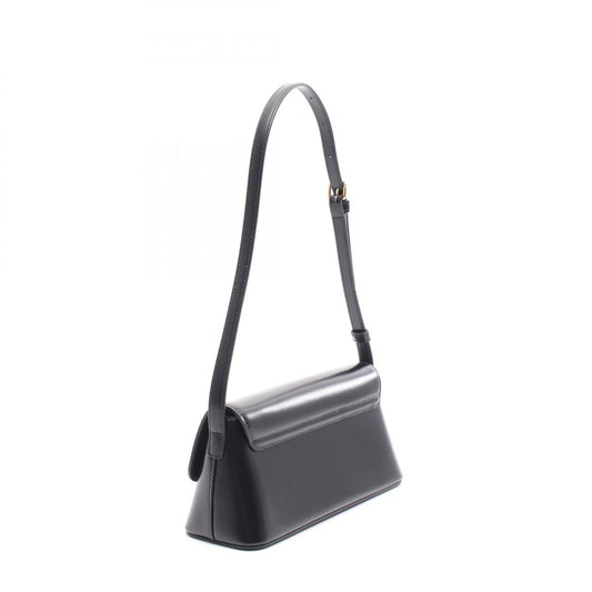Celine Triomphe Leather Shoulder Bag Black
