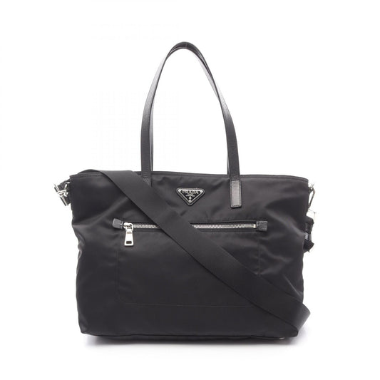 Prada Nylon Saffiano Leather Tote Bag