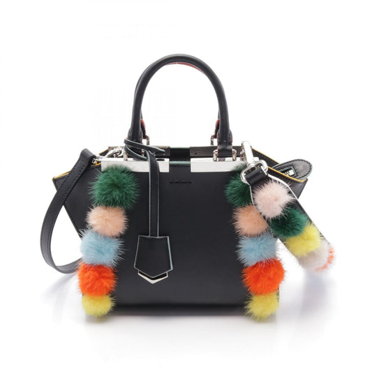 Fendi Mini Trois-Jours Leather Handbag Black Multi-Color