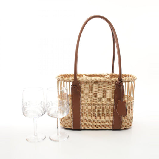 Hermes Rattan Barenia Bottle Basket Handbag