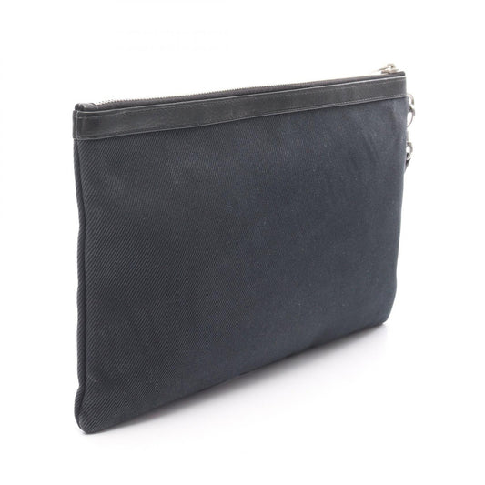 Saint Laurent Rive Gauche Canvas Leather Clutch