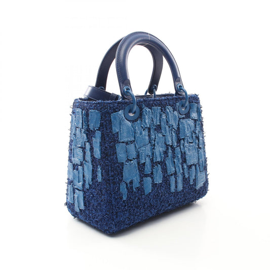 Dior Lady Dior Fabric Handbag Blue