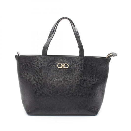 Salvatore Ferragamo Leather Double Gancini Tote Bag