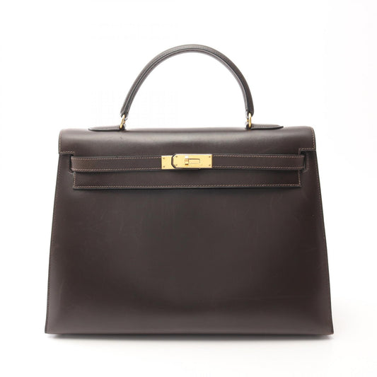 Hermes Kelly 35 Ebene Handbag Brown Leather