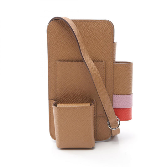 Hermes Leather Shoulder Bag Brown Multicolor