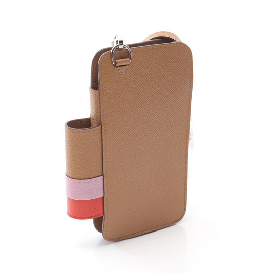 Hermes Leather Shoulder Bag Brown Multicolor