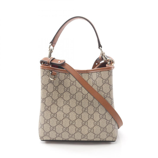 Gucci GG Emblem Small Bucket Handbag Beige/Brown