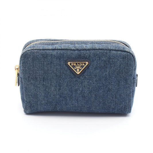 Prada Denim Saffiano Leather Pouch
