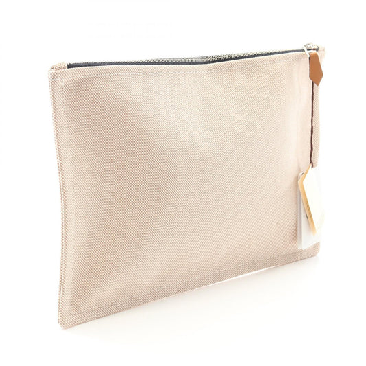 Hermes Canvas Leather Pouch Bag