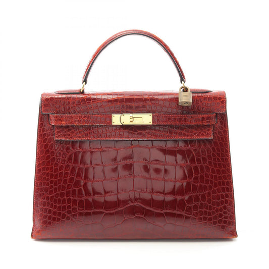 Hermes Kelly 32 Alligator Handbag Bordeaux