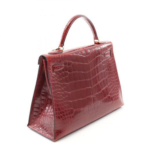 Hermes Kelly 32 Alligator Handbag Bordeaux