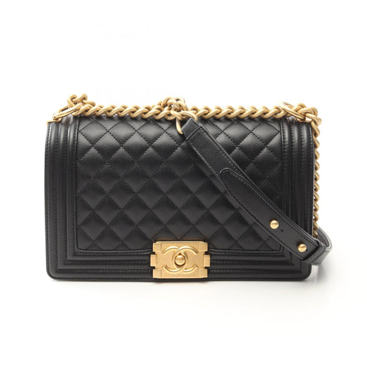 Chanel Boy Leather Shoulder Bag Black