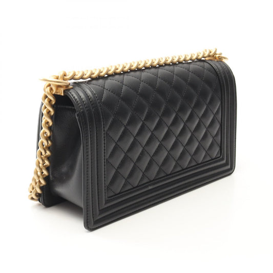 Chanel Boy Leather Shoulder Bag Black