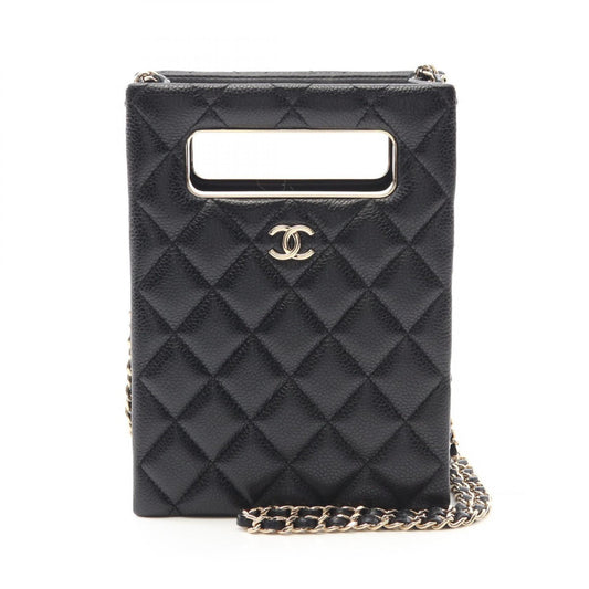 Chanel Matelasse Evening Shoulder Bag Leather Black