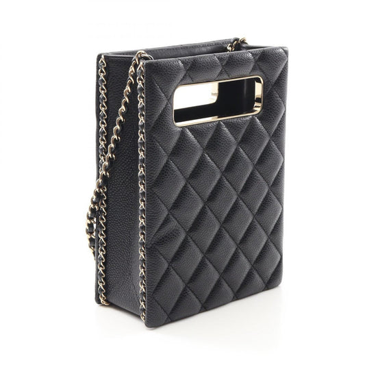 Chanel Matelasse Evening Shoulder Bag Leather Black