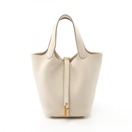Hermes Picotin Lock PM Clemence Handbag White