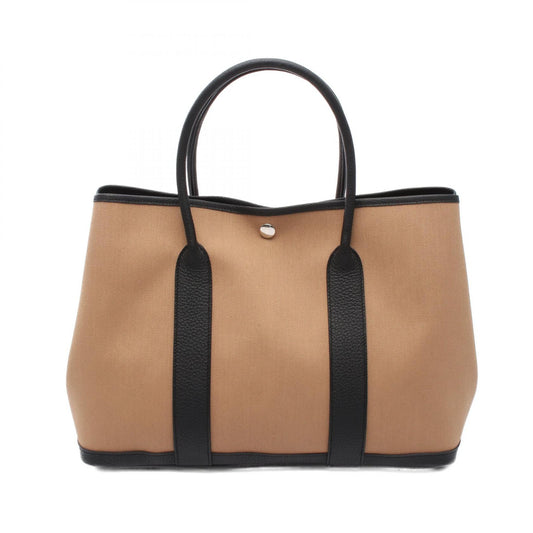 Hermes Garden Party PM Canvas Leather Tote Bag