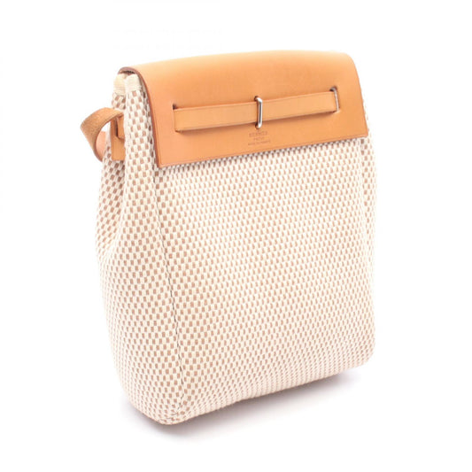 Hermes TPM Canvas Shoulder Bag Beige/Brown