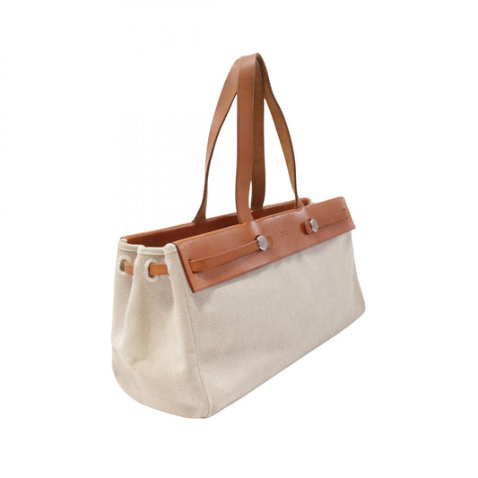 Hermes Toile Ash Leather Cabas GM Tote Bag