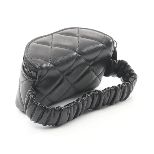Chanel Lambskin Matelasse Mini Pouch Clutch Black