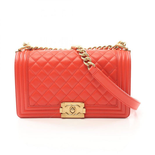 Chanel Boy Leather Shoulder Bag Red A67086